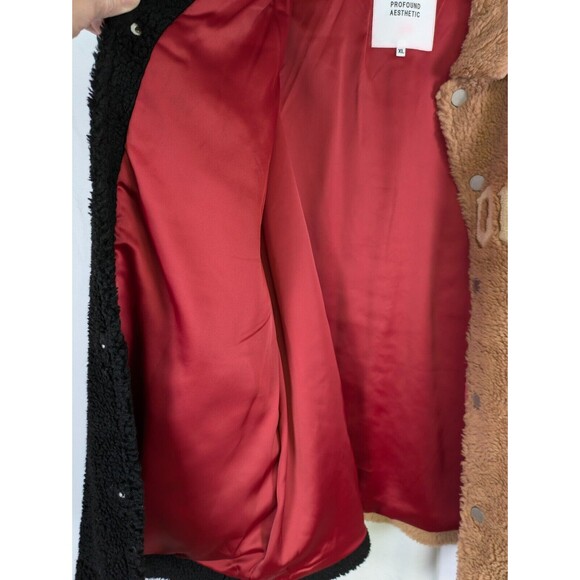 Profound Aesthetic Mens Split Color Shearling Varsity Jacket Streetwear Size XL - Picture 12 of 15